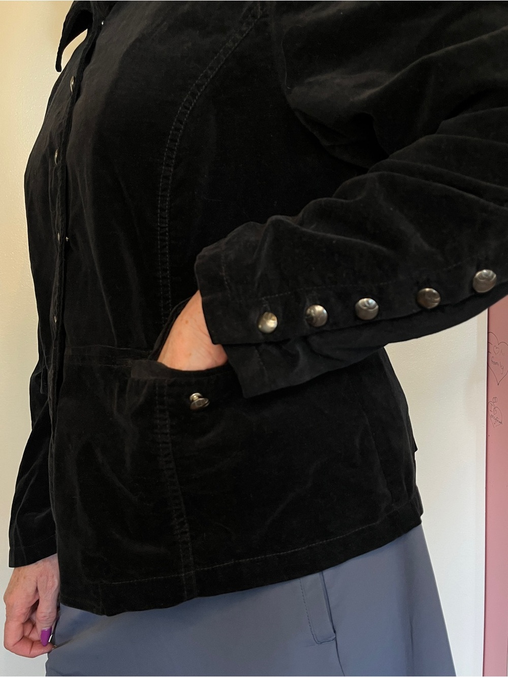 Olsen Velvet Women's Black Button-Front Jacket